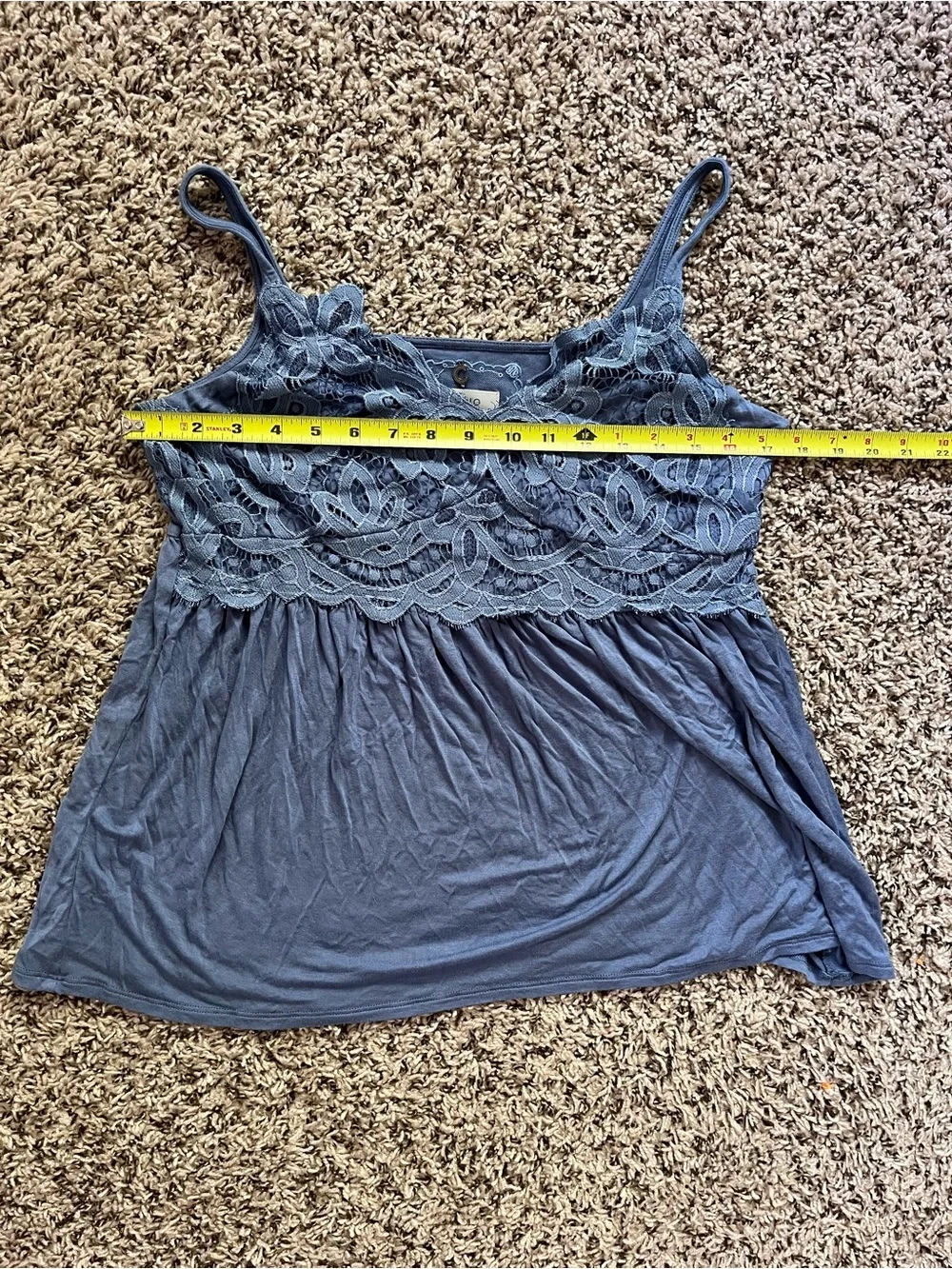 Cupio Blue Lace Empire Waist Babydoll Cami Tank Top Medium - Picture 3 of 6